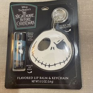 NEW DISNEY THE NIGHTMARE BEFORE CHRISTMAS JACK Lip Balm With Holder Keychain Set
